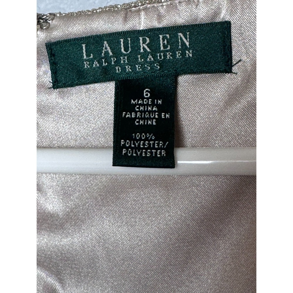 Lauren Ralph Lauren Dress Women's Size 6 Gold Holiday Party Glamour Elegant - Picture 2 of 16